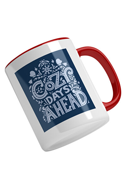 StoryGift Romania Cana Cu Text In Engleza Cozy Days Ahead, Flori, Fundal alba...