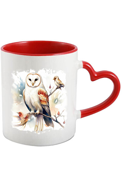 StoryGift Romania Cana Cu Bufnita, Pasari, Creanga, Frunze, Flori, Ilustratie...