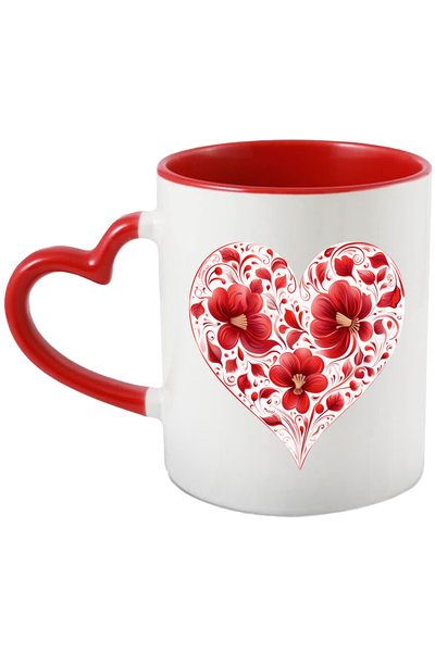 StoryGift Romania Cana cu mai multe flori care formeaza o inima, cadou, rosii...