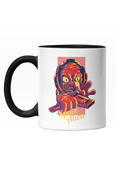 StoryGift Romania Cana Cu Astronaut Urat Rosu, Text In Engleza Space Alien, I...