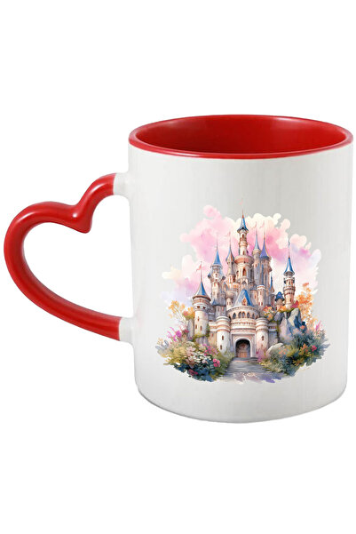 StoryGift Romania Cana cu palatul Disney | ilustratie | flori | plante | loc magic | desene animat, Cu Maner Inim