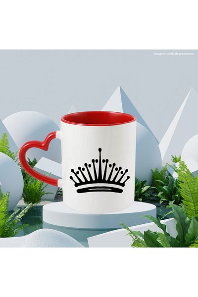 StoryGift Romania Mug with a crown for strong people who are successful with Red Heart Handle, With ,STG