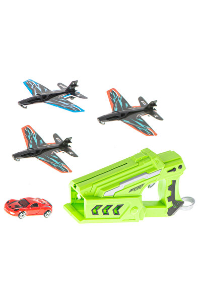 zola Pistol cu lansator 2 in 1, avioane si masinuta, 20 x 5 x 10 cm, multicolor