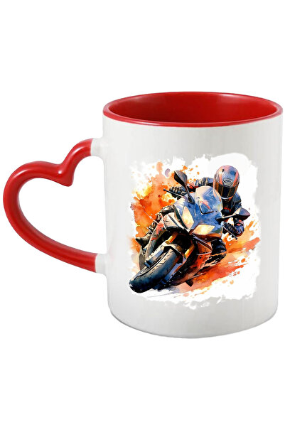 StoryGift Romania Cana Cu Motocicleta Sport, Casca, Ilustratie Watercolor, x ...