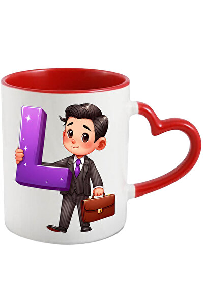 StoryGift Romania Cana cu un barbat cu o servieta care tine litera "L" | ilus...