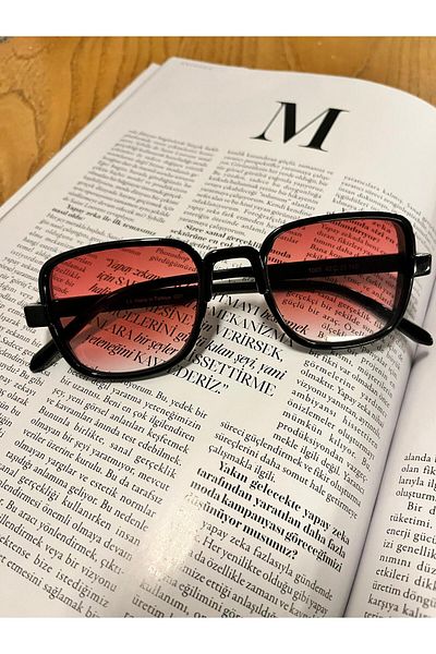Melinora Solara Black Framed New Season Sunglasses with Dusty Rose Lenses