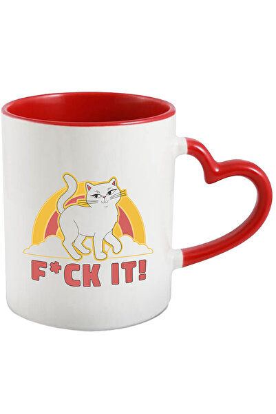 StoryGift Romania Cana Cu Mesaj In Engleza F*ck It, Pisica, Curcubeu, Nori, M...