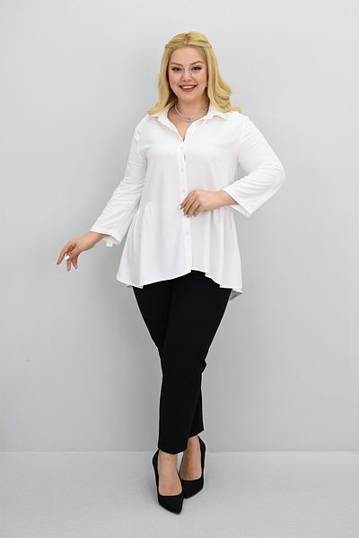 Koza Butik Women's Large Size Ruffle Detailed Shirt 1720-25-1