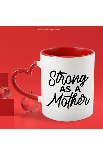 StoryGift Romania Mug for strong mothers who overcome obstacles with Heart Handle, With, STG.