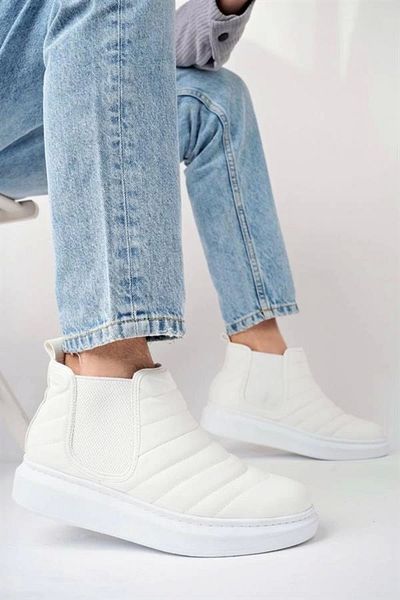 Store Slw205 Boston Laceless Skin Men's Sports Boots Bt - White