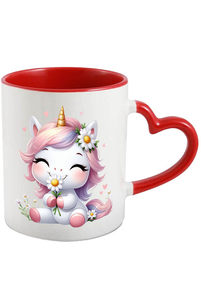 StoryGift Romania Cana cu un unicorn care tine o floare | ilustratie | floric...