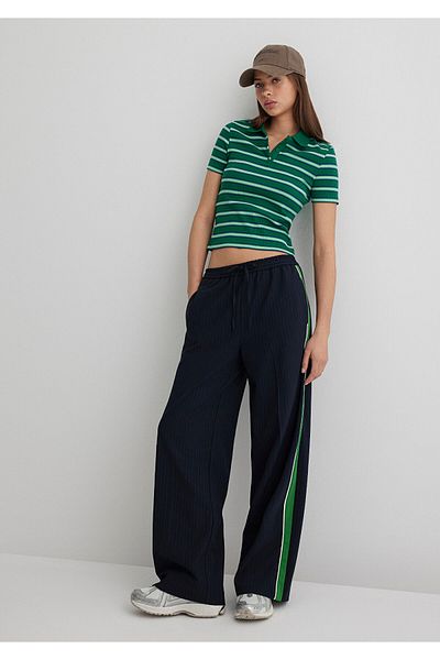 Mavi Gestreifte marineblaue Hose 1011064 -86625