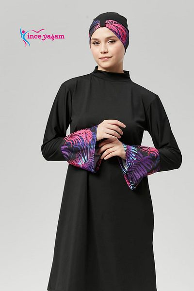 İNCEYAŞAM Fully Covered Water Repellent Quick Dry Hijab Swimsuit Suit Hijab Swimsuit Scalding Sleeve Detail