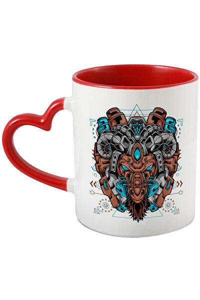 StoryGift Romania Cana Cu Cap De Tap, Coarne, Barba, Mecha, Robot, SF, Multic...