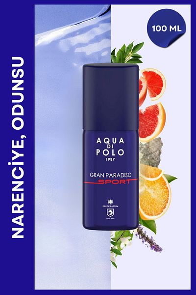 Aqua Di Polo 1987 Gran Paradiso Sport 100 ml Edp Men's Perfume Metal Bottle Apca000401