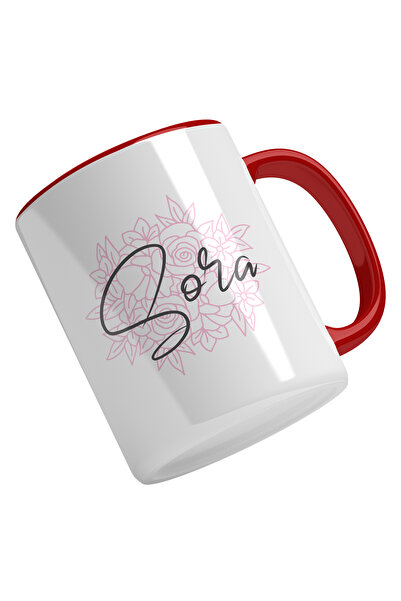 StoryGift Romania Cana Cu Text Sora, Fundal Flori Roz, Cea Mai Buna Sora, Iub...