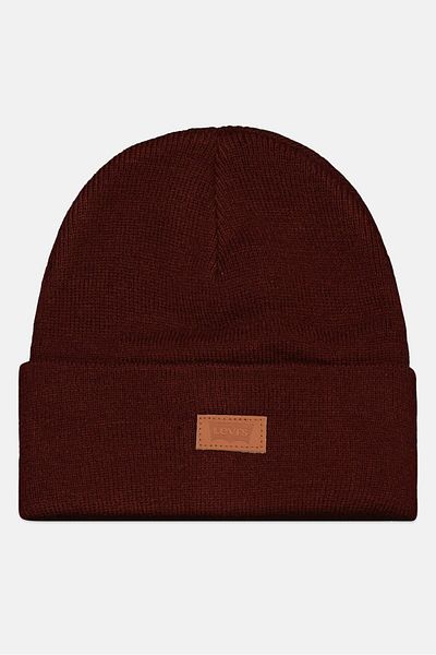 Levi's Men Embroidered Brand Logo Knitted Beanie, Maroon