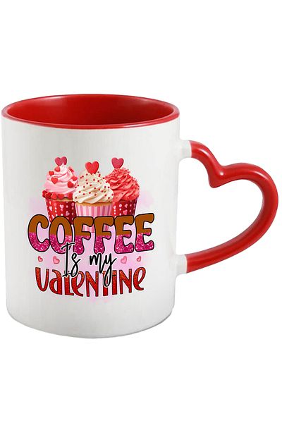 StoryGift Romania Cupcake mug with the message "Coffee is my valentine", red hearts, Valentine's, With,STG