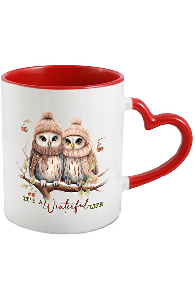 StoryGift Romania Cana cu 2 bufnite cu mesajul "It's a winterful life", Craci...