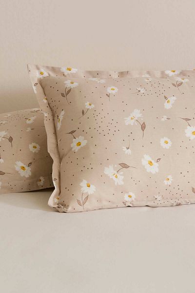 Karaca Home Μαξιλαροθήκη Daisy Beige 2 τεμαχίων Μπεζ 50x70
