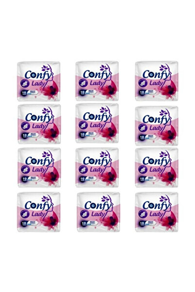 Confy Lady فوط صحية ماكسي - 10 قطع × 12 قطعة قطع عادية