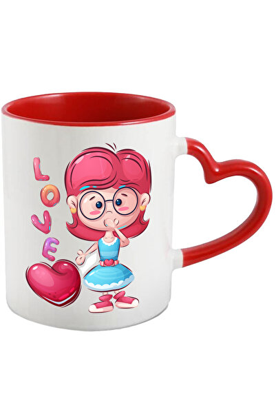 StoryGift Romania Cana Cu Mesaj In Engleza Love, Inimi, Rochie, Fata, Ochelar...