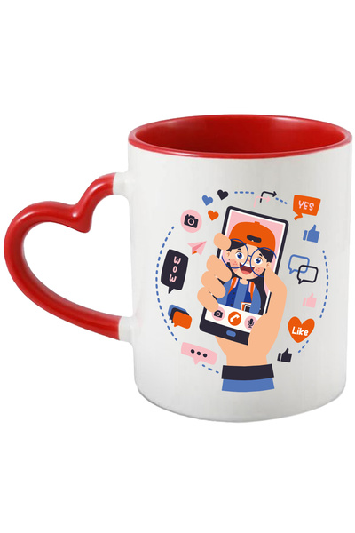 StoryGift Romania Cana Cu Telefon, Mana, Videocall, Ochelari, Mesaje, Like, I...