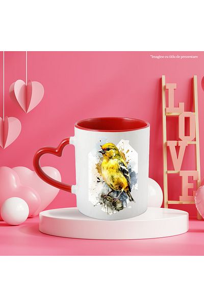 StoryGift Romania Bird Portrait Mug, Cute Yellow Swallow, Abstract Art, P Lovers, With ,STG