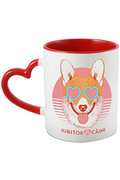 StoryGift Romania Cana Caine cu ochelarii forma inima si limba scoasa, 330ml,...