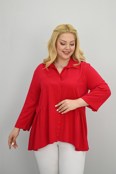 Koza Butik Women's Large Size Ruffle Detailed Shirt 1720-25-1