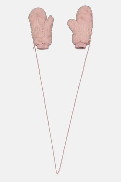 Sinsay Women Faux Fur Gloves, Light Pink