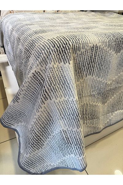 ŞENER HOME Blue Delta Pattern Printed 150x240 Single Pique