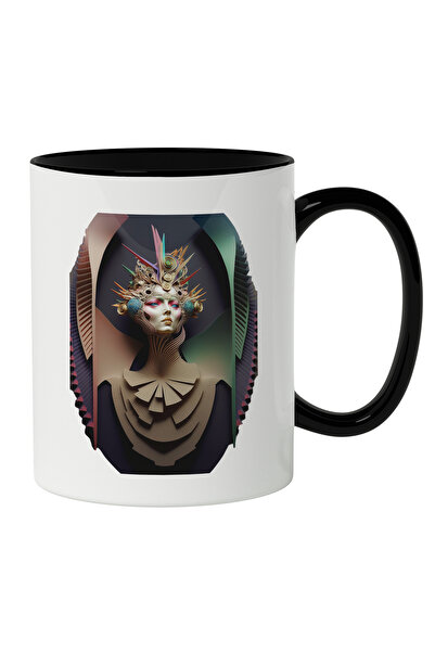 StoryGift Romania Cana Cu Portret Regina Coroana Inalta Colorata, Fundal Stil...