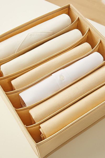Ocean Home Textile Σετ 2 6 τμημάτων Μπεζ Ψαροκόκκαλο Συρταριέρα Organizer Box 28 x 28 x 13 cm