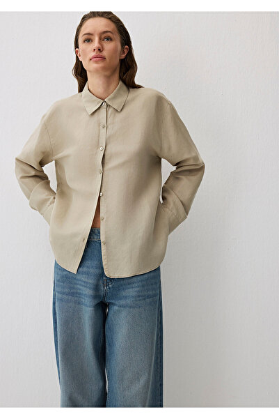 Mavi Gri Tencel Tm Lyocell Karışımlı Gömlek Loose Fit / Bol Rahat Kesim 12111...