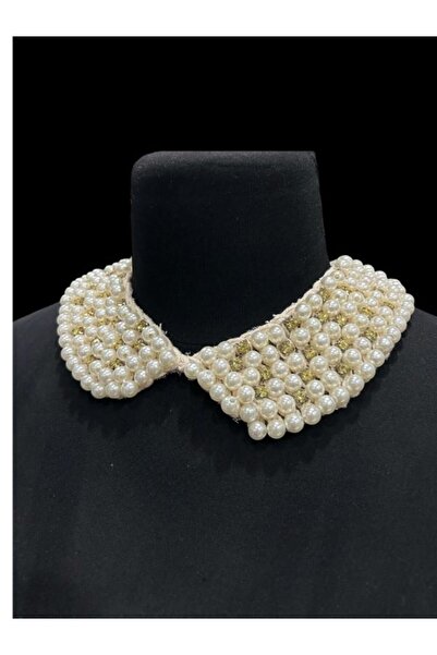 ÖZ-EL AŞ İnci ve Taş Detaylı Seyyar Yaka, Yakalık, Kadın İncili Taşlı Yaka