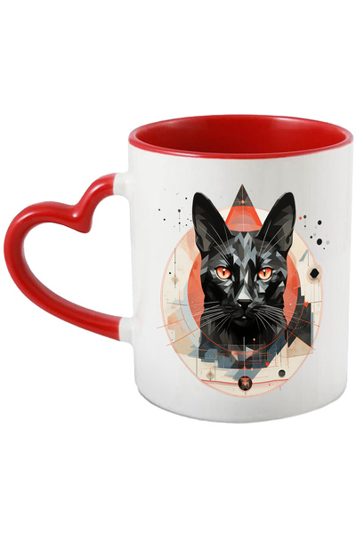 StoryGift Romania Cana Cu Cap De Pisica, Mosaic, Geometric, Cerc, Animal, Mul...