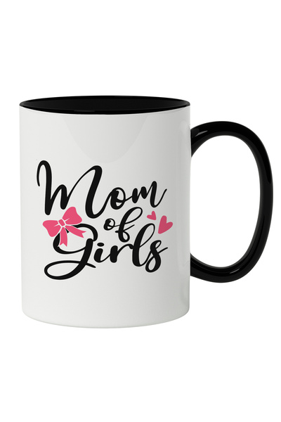 StoryGift Romania Cana Cu Text In Engleza Mom Of Girls, Inimoare Rosii, Fundi...