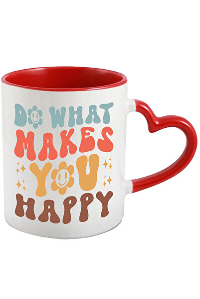 StoryGift Romania Cana cu floricele si mesajul "Fa ceea ce te face fericit" -...