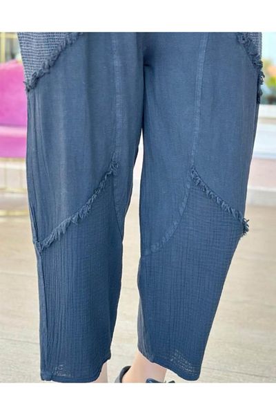 Rosidam Tassel Detailed Mesh Pocket Linen Trousers