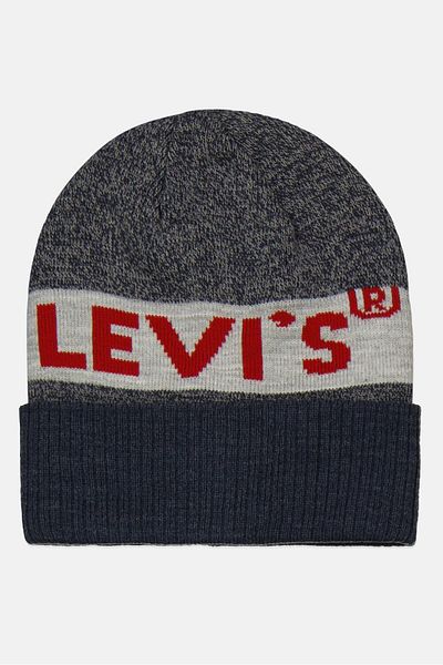 Levi's Men Brand Logo Knitted Beanie, Blue