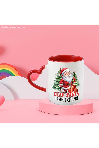StoryGift Romania Mug with Santa Claus bringing gifts with the message "Dear Santa, I can explain", Crac, Cu, STG
