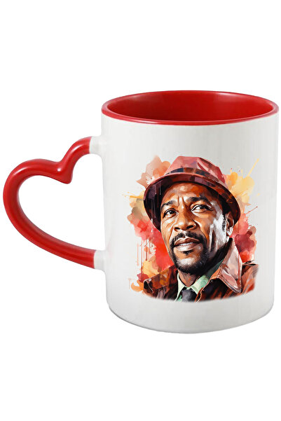 StoryGift Romania Cana Cu Marvin Gaye, Cantaret, Compozitor, Celebritate, Multicolor 330 ml, Ceram, Cu Maner Inim