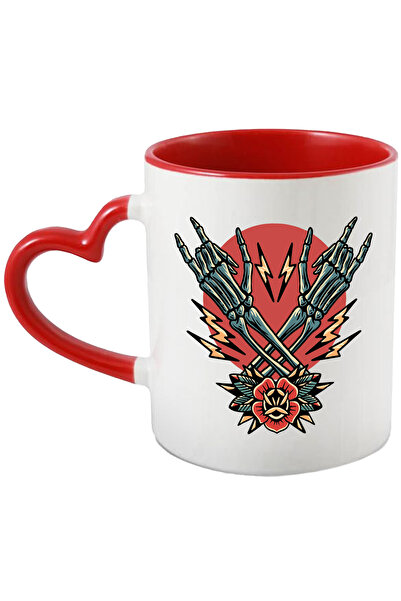 StoryGift Romania Cana Cu Maini, Schelet, Fulgere, Rock, Floare, Frunze, Mult...