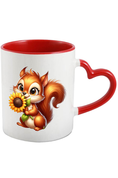 StoryGift Romania Cana cu o veverita vesela care tine o floare | ilustratie |...