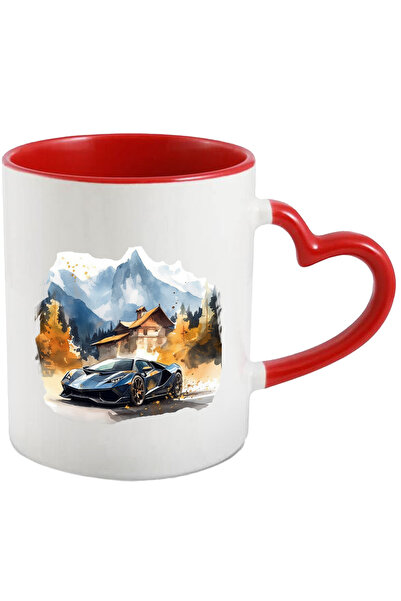 StoryGift Romania Cana Cu Ilustratie, Masina, Casa, Munte, Padure, Toamna, Mu...