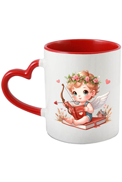 StoryGift Romania Cana cu un bebelus Cupidon care tine o carte deschisa | ilu...