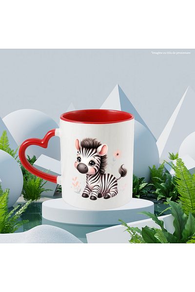 StoryGift Romania Mug with a little zebra | tableware | illustration | flower | plants | nature | jungle, With ,STG.