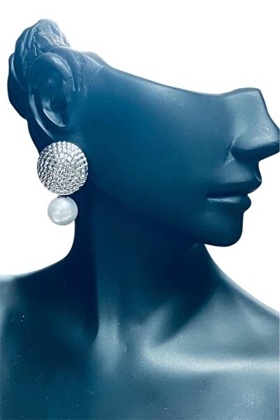 TRENDTAKI incili burmatel modeli vintage küpe rodyum kaplama 306