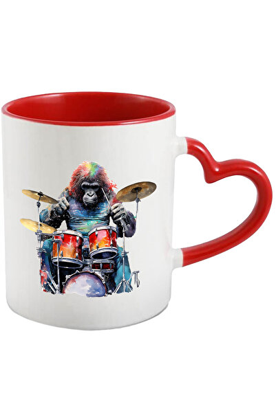 StoryGift Romania Cana cu un cimpanzeu care bate la tobe | instrument muzical | ilustratie | melod, Cu Maner Inim